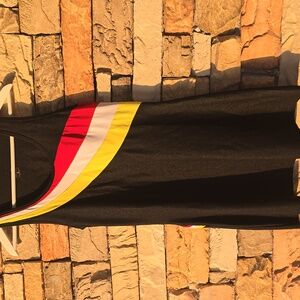 Tail Golf And Tennis Black Dress with Red, Yellow, and White Stripes
